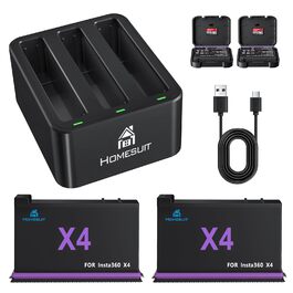 Акумулятор Insta360 X5 2 шт. + LED зарядний пристрій (2850mAh) + Micro SD картридер - комплект для Insta360 X5