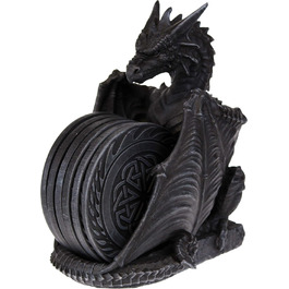 Nemesis Now Dragons Lair Coaster Set, 16.5 cm, Black