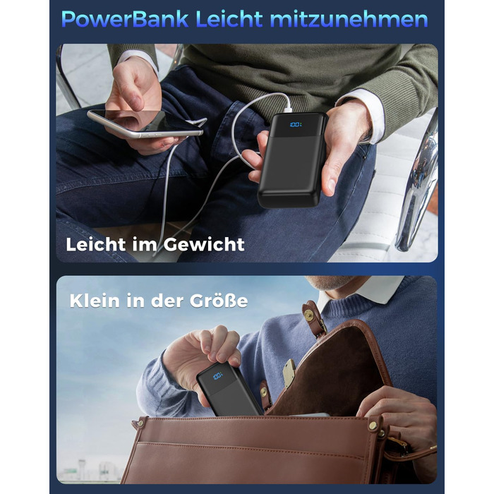 Power Bank 50000mAh з LED дисплеєм, 30W швидка зарядка, USB-C, 4 виходи та 2 входи - для iPhone, Android та планшетів