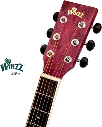 Акустична гітара Winzz, 40 дюймів, блакитно-зелена, для початківців, повний комплект, права рука
