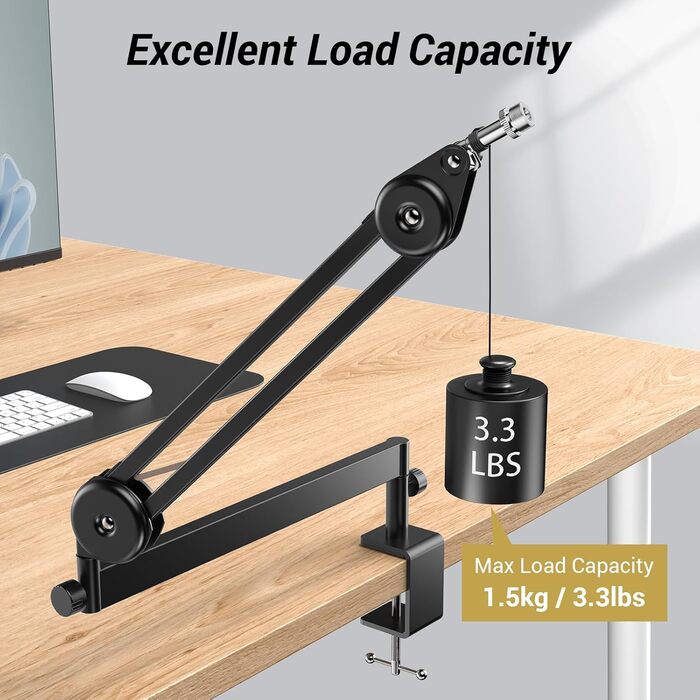 Кріплення для мікрофона TONOR T20LP - низькопрофільний тримач для геймінгу та подкастингу, чорний, з прихованою пружиною