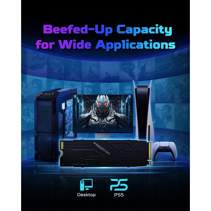 SSD Acer Predator GM7000 1TB NVMe PCIe Gen4 з DRAM Cache - для ПК, ноутбука, PS5