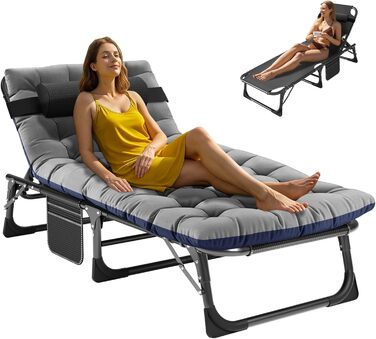 Зікбітюті Фельдбет (ліжко для відпочинку) розкладне з матрацом, 200 кг, для гостей, кемпінгу, 1200D Oxford, 190×71×36 см, дорослих, з сумкою, для відпочинку на природі, вдома, в саду, кемпінгу (сірий)