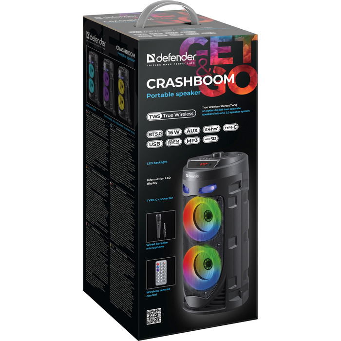 Bluetooth-колонка Defender CRASHBOOM 16W TWS KARAOKE з мікрофоном