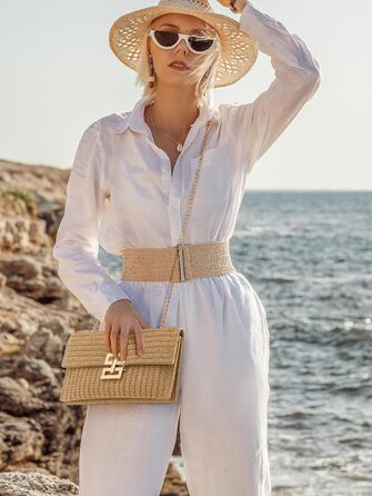 Сумка-клатч SWEETV Chunli плетені, пляжна сумка, кросбоді для жінок, маленька соломена сумка-месенджер, хакі