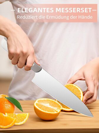 Набір кухонних ножів Qianying з блоком: 14 предметів, нержавіюча сталь, з точилкою, срібний колір, подарунок для мами