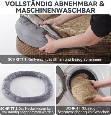 Ортопедичне ліжко для собак середніх порід Pawk, з чотиристороннім валиком для шиї, з memory foam, водонепроникне, антиковзаюче, знімне та пральне (122 x 89 x 19 см)