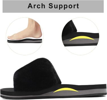 Тапочки халатні жіночі COFACE з хутром, теплі домашні сліпони, чорні, 39 EU