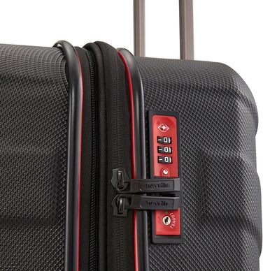 Жорсткий валізний тролей Travelite VECTOR 55 см, 40 л, 4 колеса, TSA замок, ручна поклажа, чорний/червоний, стильний дизайн