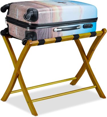 Relaxdays Luggage Rack Wood, foldable, luggage rack, suitcase storage, for travel luggage, HxWxD: 52.5x66.5x48 cm, white (natural)