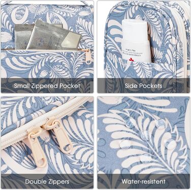 Сумка для туалетних аксесуарів для жінок та чоловіків, що підвішується, косметичка, дорожня сумка (Блакитне листя) Z-блакитне листя