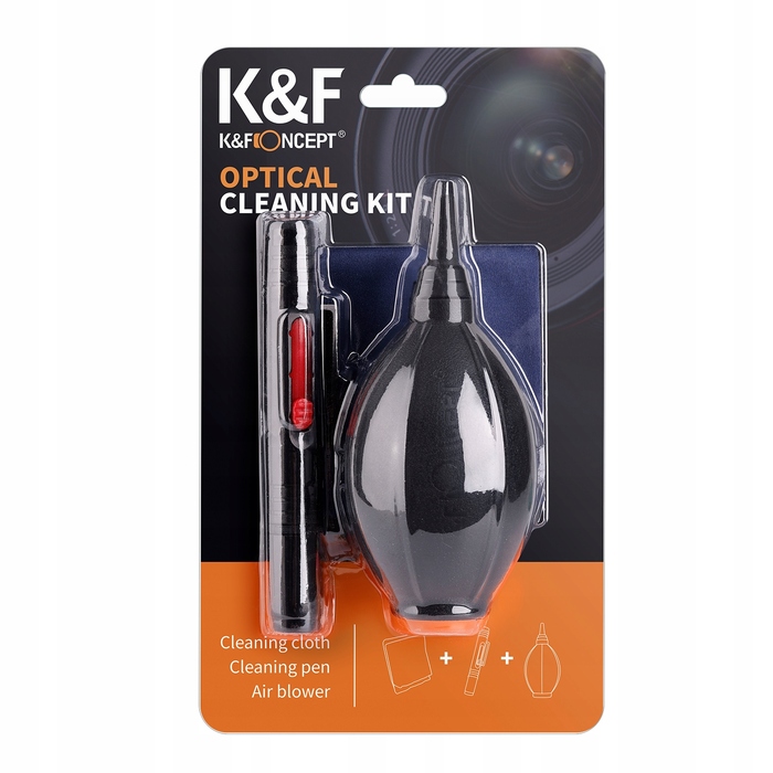 Набір для чищення K&F Concept 3в1: груша-продувака, мікрофібра, фотографічний пензель
