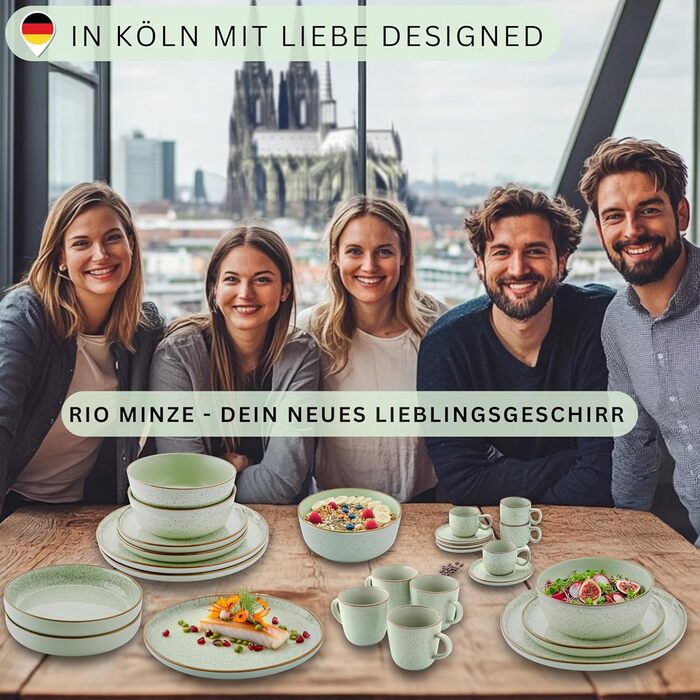 Набір десертних тарілок Sänger Rio Minze (4 шт.) з кераміки, м'ятного кольору | VALUE COLLECTION