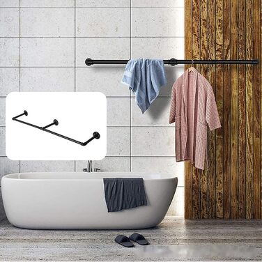 Wall-Mounted Clothes Rack 200cm Pipe Clothes Rail Industrial Style Wall Hangers Detachable Metal Clothes Rod Wardrobe Rail Bedroom for Hallways Living Room Bedroom