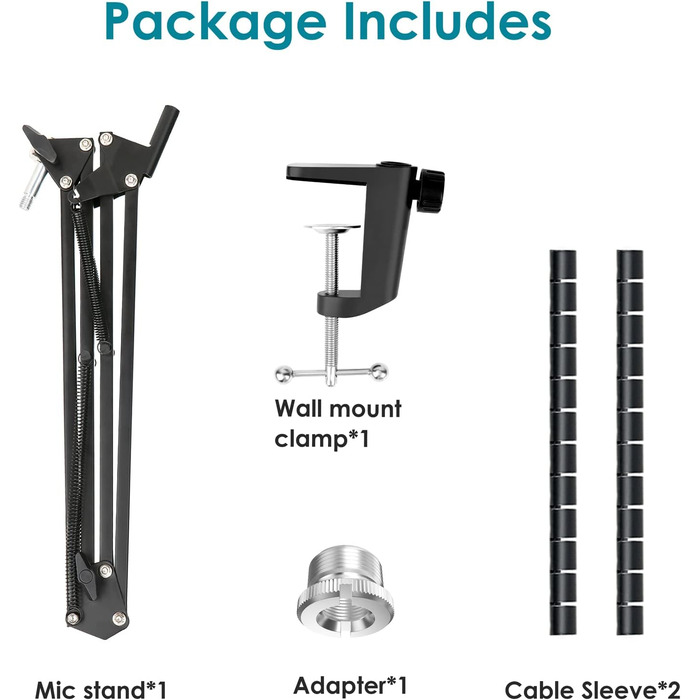 FIFINE K688 Тримач для мікрофону на гнучкій стійці - Тримач для мікрофону з кріпленням для кабелю, сумісний з FIFINE Recording XLR/USB мікрофонами, YOUSHARES K688