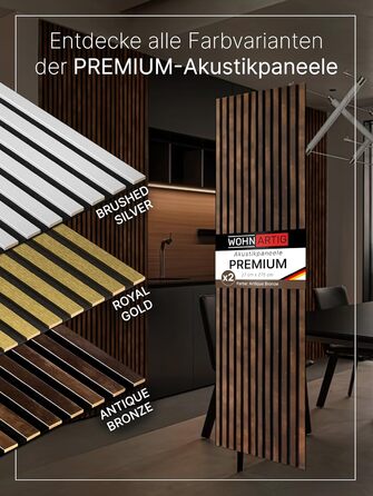 Акустичні настінні панелі з фетру Antique Bronze 345, комплект 2 шт. (275х27 см), 1.485 м² — декоративне оздоблення стін