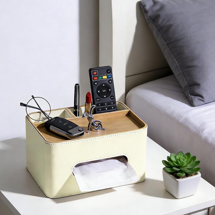 Склянка для серветок з PU-шкіри з 2 відділеннями, органайзер для косметики, настільний органайзер для офісу, дому, ванної кімнати