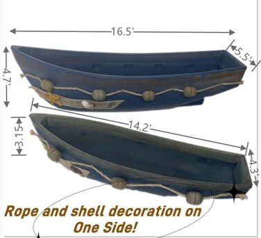 Konjouror Wooden Tray for Boats, 2 Pack, Blue, Boat Model Decoration, Nautical Beach, Ocean Decor