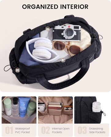 Спортивна сумка LOVEVOOK для жінок, 20L, чорна: зручна дорожня та фітнес-сумка, Wickeltasche, водонепроникна, ручна