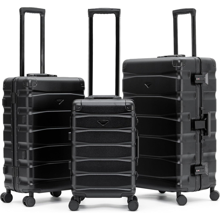 Чемодан Flight Knight Premium з 8 обертовими колесами, алюмінієва рама, ABS корпус, захист від викрадення, підходить для ручної поклажі та великого багажу (55x35x20cm + 31