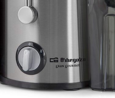 Соковижималка для овочів та фруктів Orbegozo LI 5060, нержавіюча сталь, широке горло 65 мм, 600 Вт, чорна