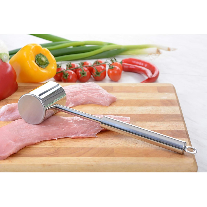 Молоток для м'яса GRÄWE з нержавіючої сталі, двосторонній відбійний молоток з гладкою та рифленою поверхнею, 28 см