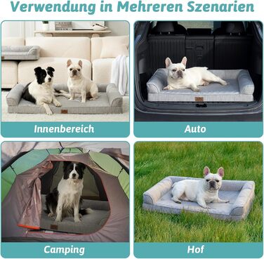 Ортопедичне ліжко для собак середнього розміру COZY KISS з знімним, пральним чохлом. Підтримує хребет, водонепроникні бортики та протиковзна основа. Розмір: 91x69x16 см, колір: сріблясто-сірий