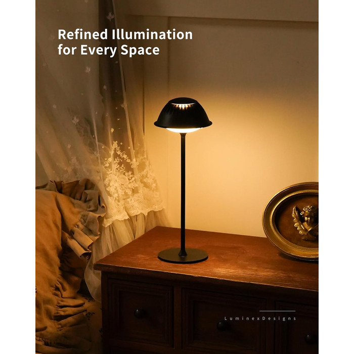 Світлодіодна настільна лампа бездротова LED для вулиці та дому, димована, з акумулятором 5200mAh, водонепроникна IP54, чорна (2 шт)