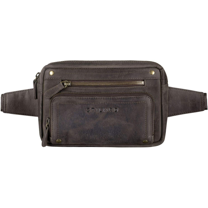 STILORD Поясна сумка на пояс з натуральної шкіри Vintage для чоловіків, жінок та дітей. Сумка через плече, на пояс. Підходить для занять спортом, фестивалів, подорожей. Колір: темно-коричневий