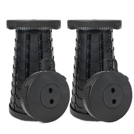 Крісло-телескоп для кемпінгу, регулювання висоти 6-45 см, вантажопідйомність 181 кг, портативне з ремінком для перенесення (Чорний, 2 шт.)