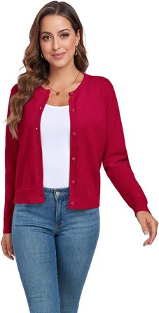 Жіночий кардиган Kesser з довгим рукавом: теплий, стильний, класичний. Ідеальний для осені та зими. Червоний колір, круглий виріз, з ґудзиками.