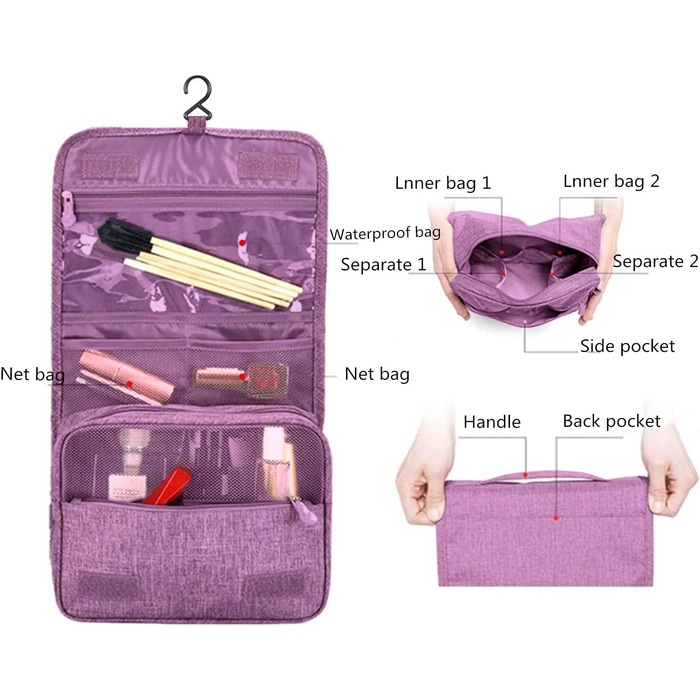 Сумка для туалетних аксесуарів | Розкладна дорожня сумочка з ручкою | Багатофункціональна косметичка, сумочка для душу для чоловіків та жінок (Зелена)