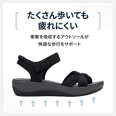 Сандалі Clarks Arla Shore жіночі чорні текстильні на широку стопу 38.5 EU, легкі та зручні для ходьби