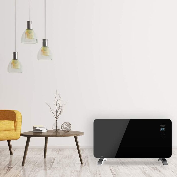 Конвектор Cecotec Ready Warm 6670 Crystal Connection з підсвічуванням, 1000 Вт, WiFi, термостат, таймер, для ванної кімнати (IP24), безшумний, чорний