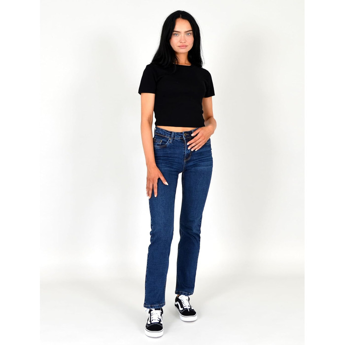 Джинси жіночі ESRA Straight Jeans з еластичного деніму, висока талія, прямі, великі розміри до 40
