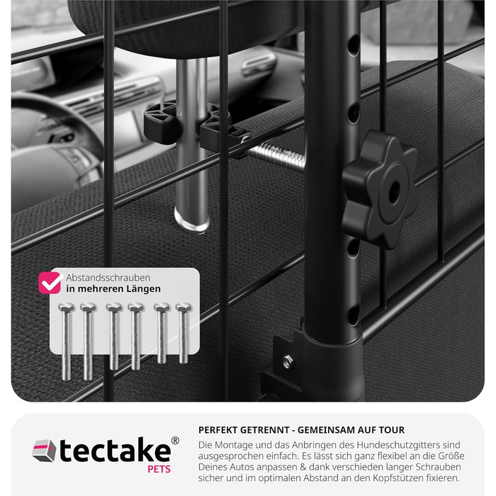 Сітка для собак у машину tectake® - універсальна, регульована ширина, мобільний захист багажника, перегородка, бар'єр для собак, аксесуари для подорожей з собакою