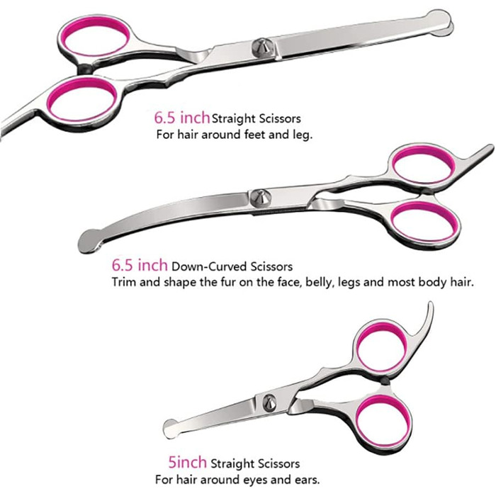 Професійна ножиця для грумінгу собак та котів, 6.5 дюймів, рожева