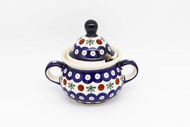 Unknown Original Bunzlau Porcelain 0.35 Liter Sugar Bowl Sugar Dispenser Sugar Container with Lid Ø14.6 cm H13.2 cm (41)