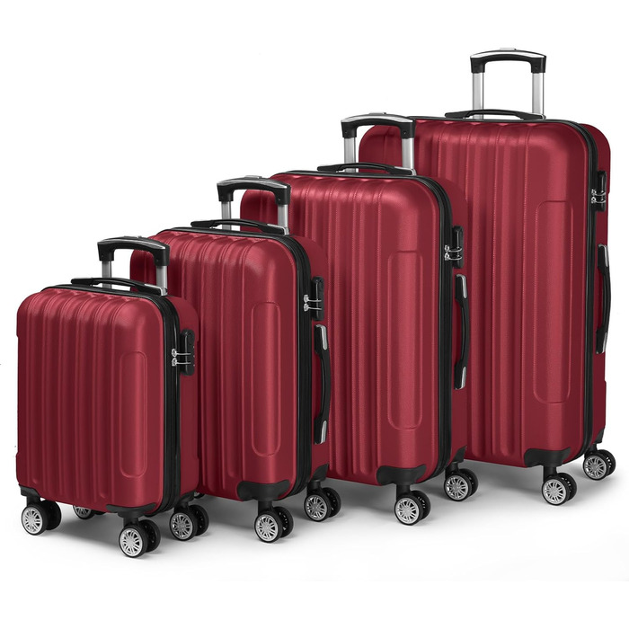 Набір валіз LALAHO 3/4/5 шт. з косметичками, багаж з ABS пластику, бургерний колір