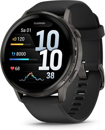 Розумний годинник Garmin Venu 4 45mm: AMOLED дисплей, 12 днів роботи, 80+ спортивні режими, EKG, моніторинг здоров'я, фітнес-тренер, функції для інвалідних візків, чорний/сірий