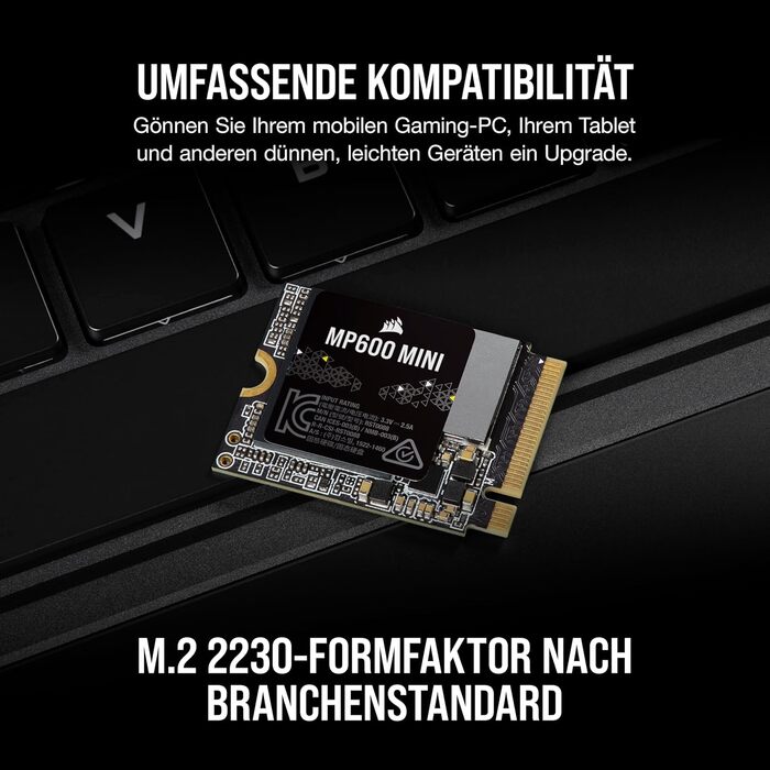 SSD Corsair MP600 MINI 2TB M.2 NVMe PCIe Gen4 – 7000 MB/s – для Steam Deck та Microsoft Surface