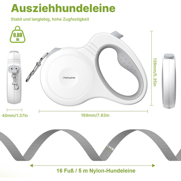 Рулетка для собак Active Brake - міцна повідка для середніх та великих собак до 60 кг (5 м)