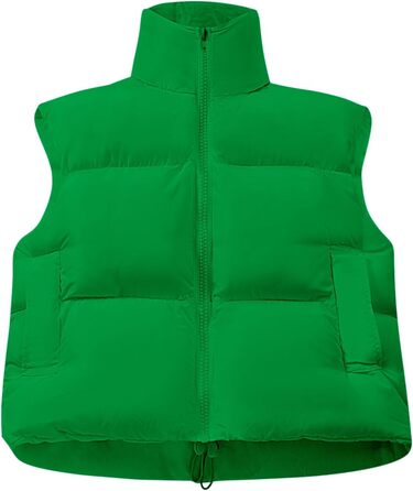 Стежка Daen з коміром-стійкою, блискавкою, коротка, тепла, з підкладкою, пуфер, жіноча куртка (зелений, M)