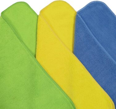 Універсальна мікрофібра Polyte для прибирання, 300 GSM, 40.6x40.6 см, набір 36 шт (синій, зелений, жовтий)
