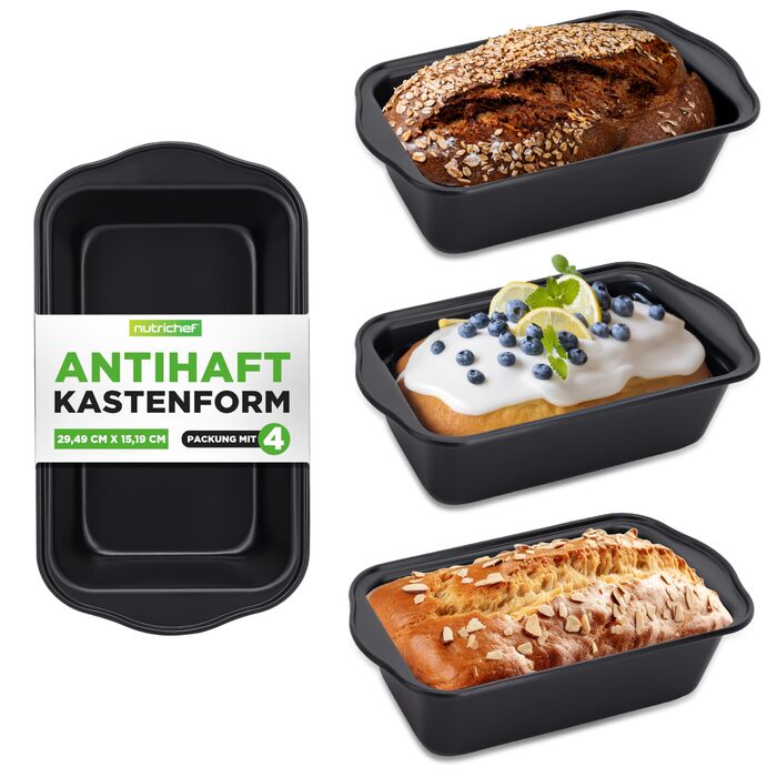 Набір форм для випічки NutriChef 4 шт. з антипригарним покриттям з вуглецевої сталі - для хліба, до 230°C, без PFOA/PFOS/PTFE