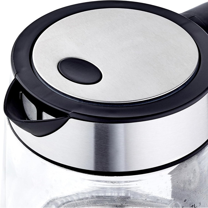 Amazon Basics Electric Glass Kettle, 1.7 L, 2200 W, Black, Silver