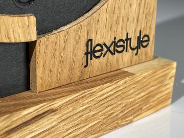 FLEXISTYLE Modern Stand Clock Small Wood Oak Living Room Bathroom (Style 3), Black/Oak, Black