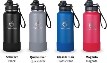 Термофляга Hydro2Go Edelstahl 950 мл з соломинкою, чорна - ізольована, BPA-free, для спорту та активного відпочинку, 24 год холод/12 год тепло