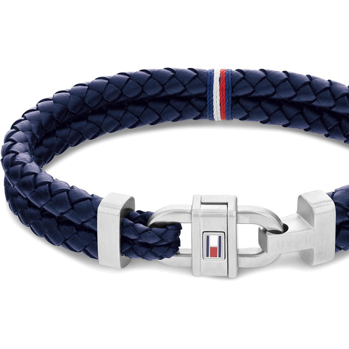 Браслет чоловічий Tommy Hilfiger шкіряний з нержавіючої сталі синій