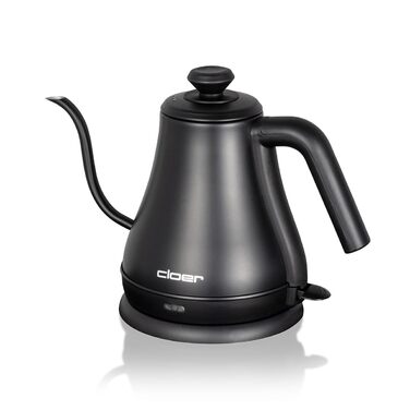 Електричний чайник Cloer 4960 з гусячим носиком, 0.8 л, нержавіюча сталь, чорний, 1000 Вт